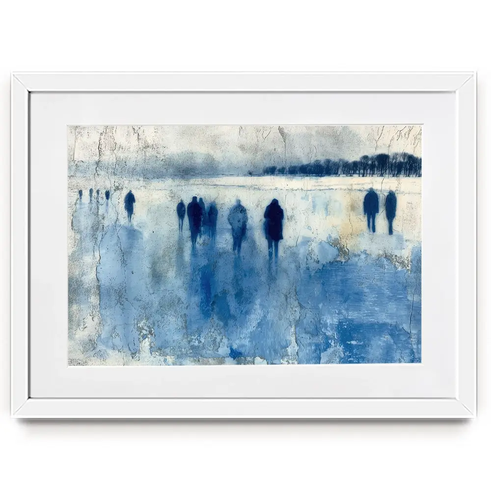 Winter Walkers In Misty Landscape Framed Art Print Winter Walkers In Misty Landscape Framed Art Print wall art product Chromatic Storm Studio