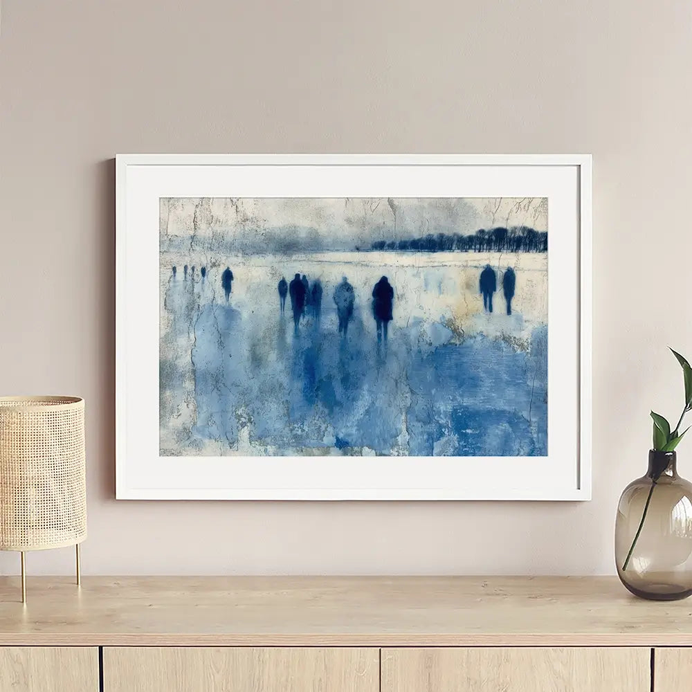 Winter Walkers In Misty Landscape Framed Art Print Winter Walkers In Misty Landscape Framed Art Print wall art product Chromatic Storm Studio