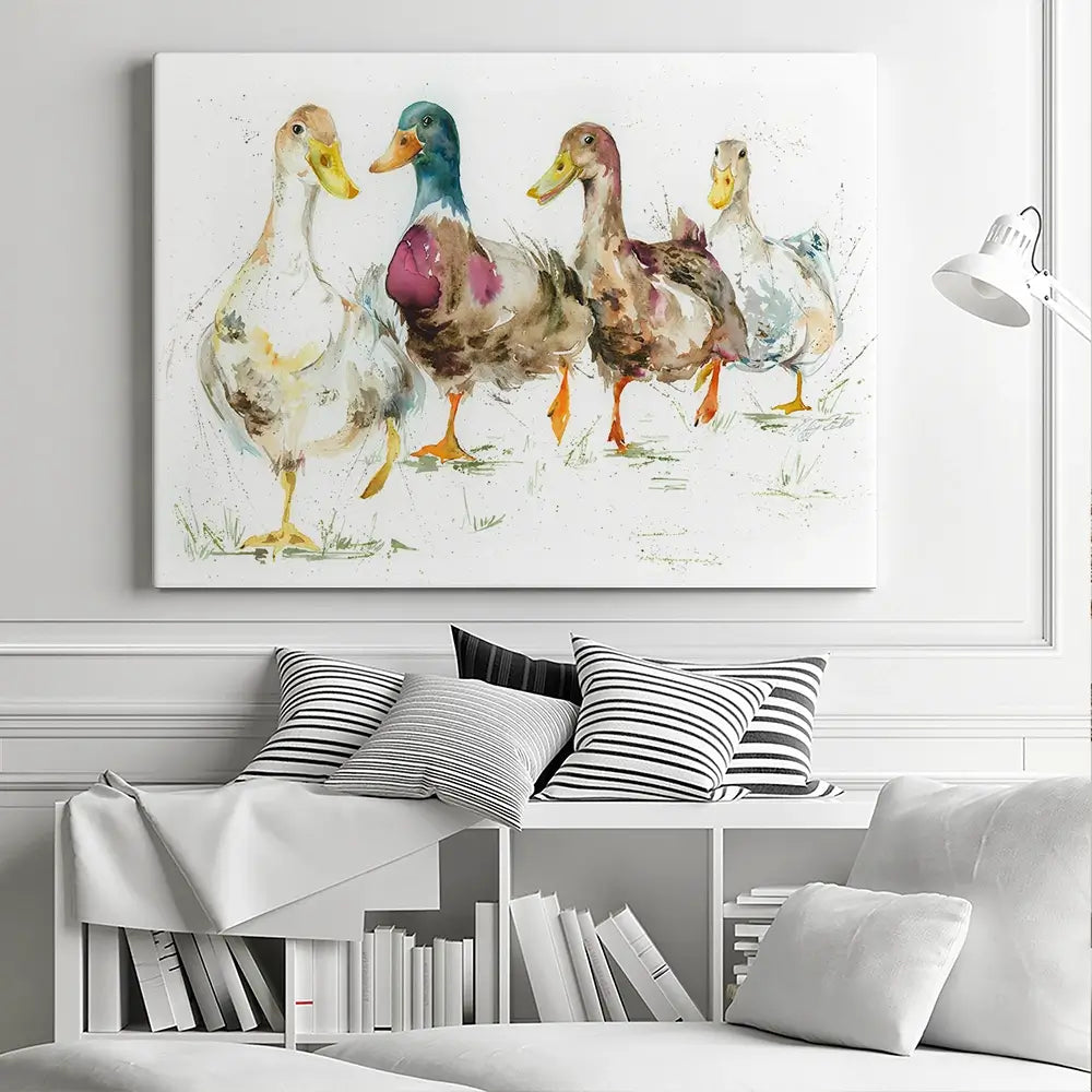 With A Waddle Canvas Print With A Waddle Canvas Print wall art product Nicola Jane Rowles
