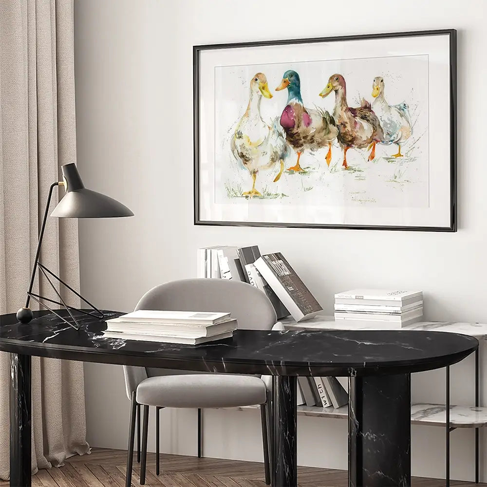 With A Waddle Framed Art Print With A Waddle Framed Art Print wall art product Nicola Jane Rowles
