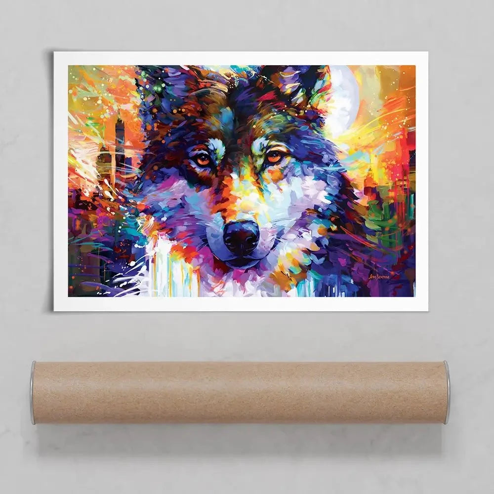 Wolfs Journey Leads To The City Art Print Wolfs Journey Leads To The City Art Print wall art product Leon Devenice