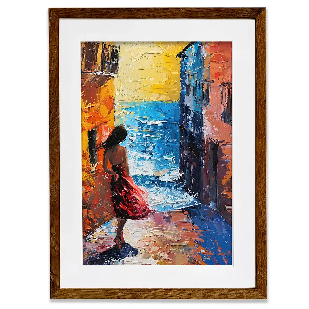 Woman Walking By The Sea Framed Art Print Woman Walking By The Sea Framed Art Print wall art product Elena Avanesova
