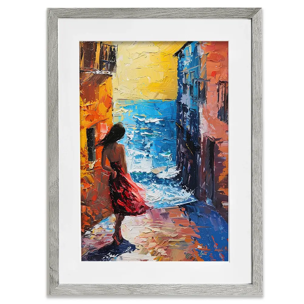 Woman Walking By The Sea Framed Art Print Woman Walking By The Sea Framed Art Print wall art product Elena Avanesova