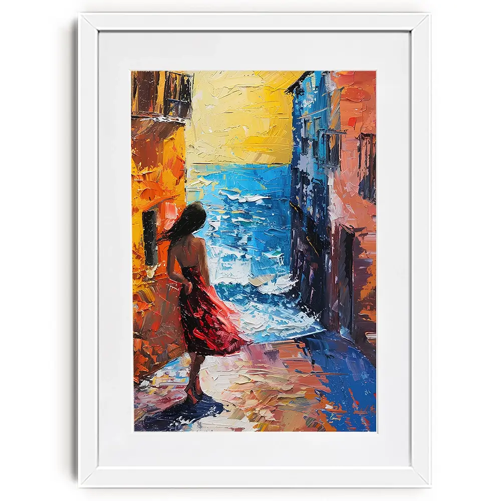 Woman Walking By The Sea Framed Art Print Woman Walking By The Sea Framed Art Print wall art product Elena Avanesova