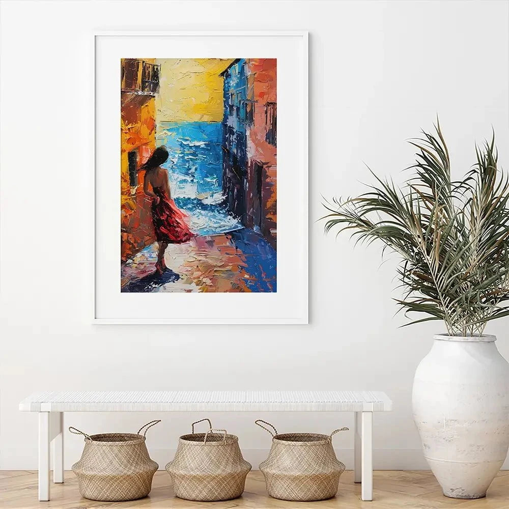 Woman Walking By The Sea Framed Art Print Woman Walking By The Sea Framed Art Print wall art product Elena Avanesova