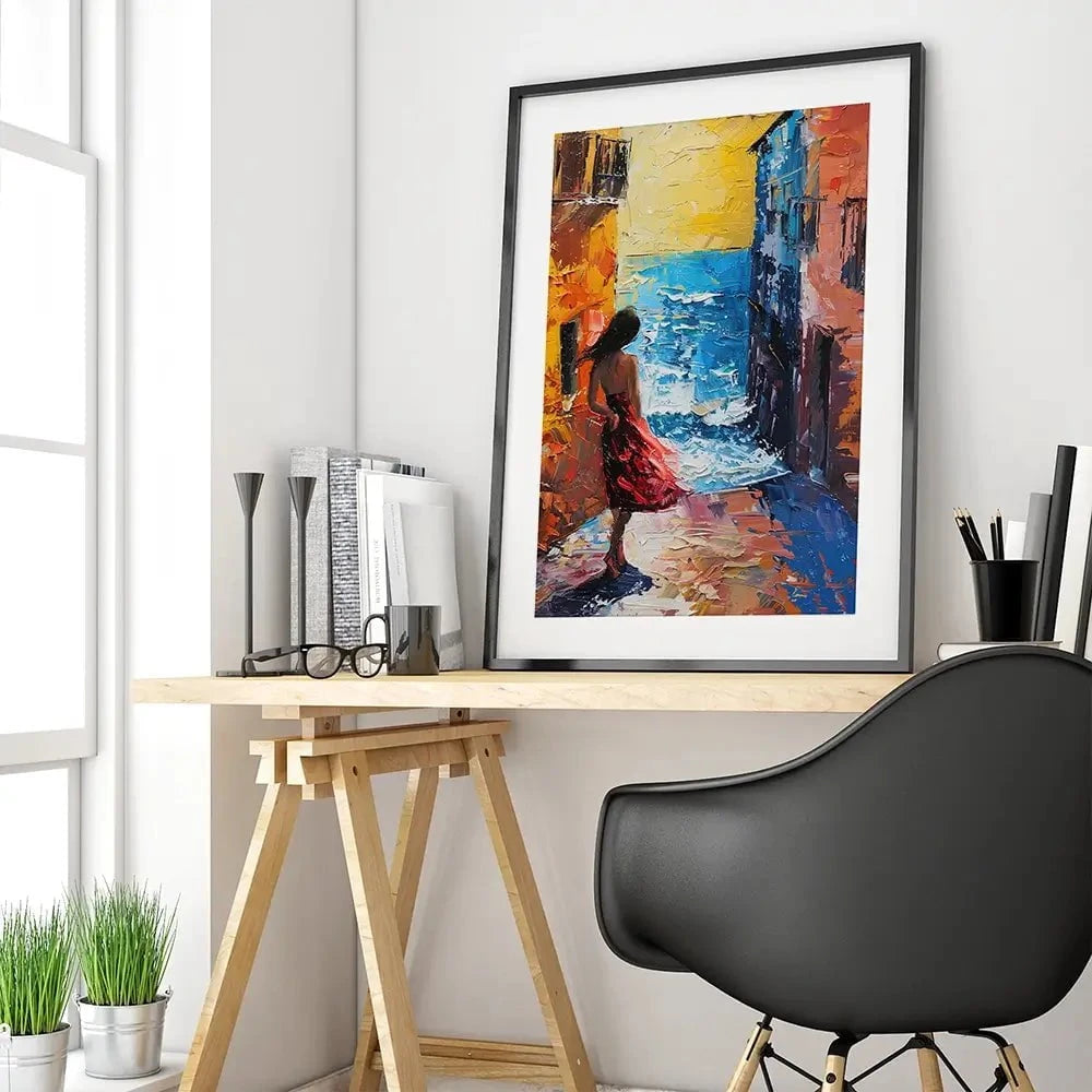 Woman Walking By The Sea Framed Art Print Woman Walking By The Sea Framed Art Print wall art product Elena Avanesova