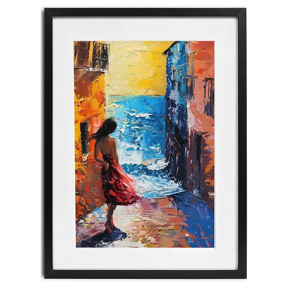 Woman Walking By The Sea Framed Art Print Woman Walking By The Sea Framed Art Print wall art product Elena Avanesova