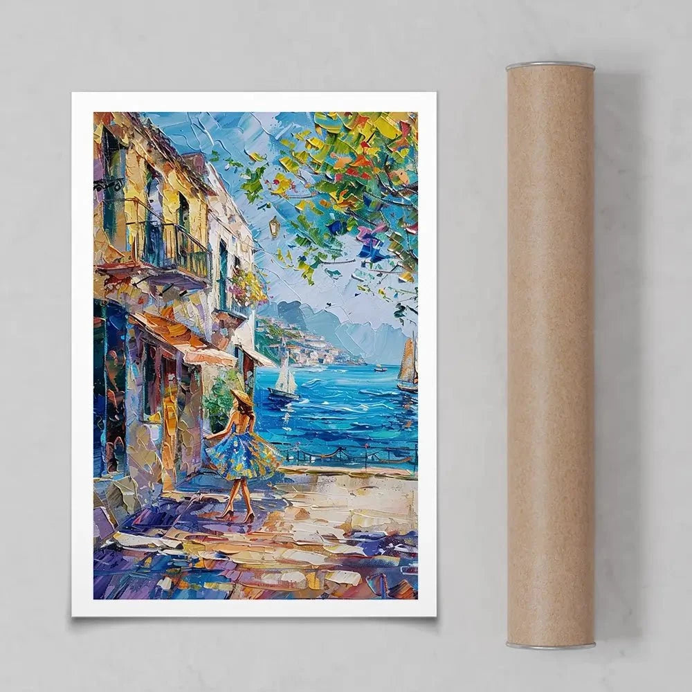 Woman Walking Down The Street Art Print Woman Walking Down The Street Art Print wall art product Elena Avanesova