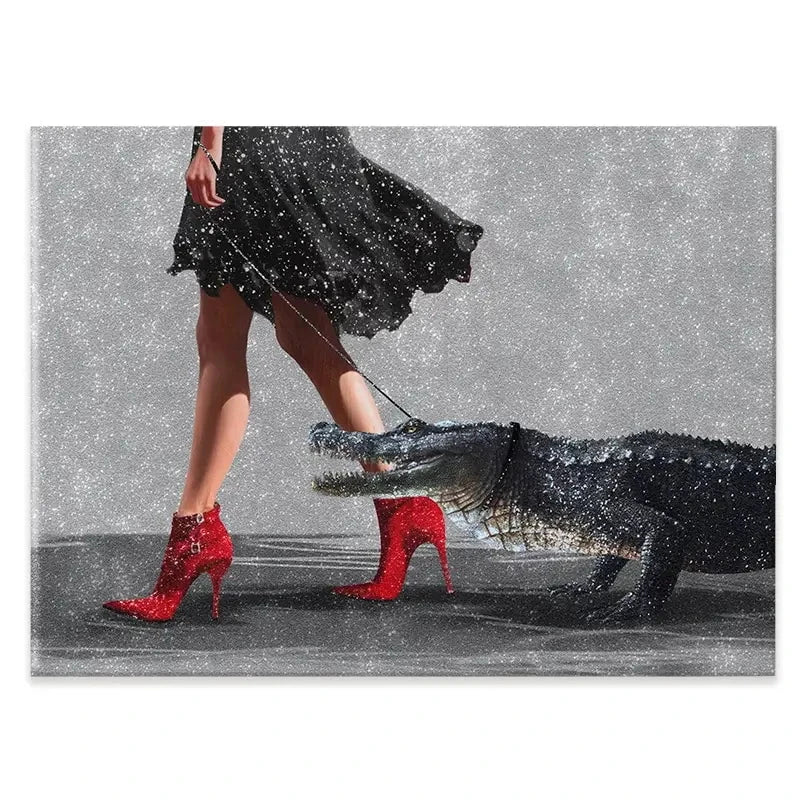 Woman With Crocodile Canvas Print Woman With Crocodile Canvas Print wall art product Svetlana Aleynikova
