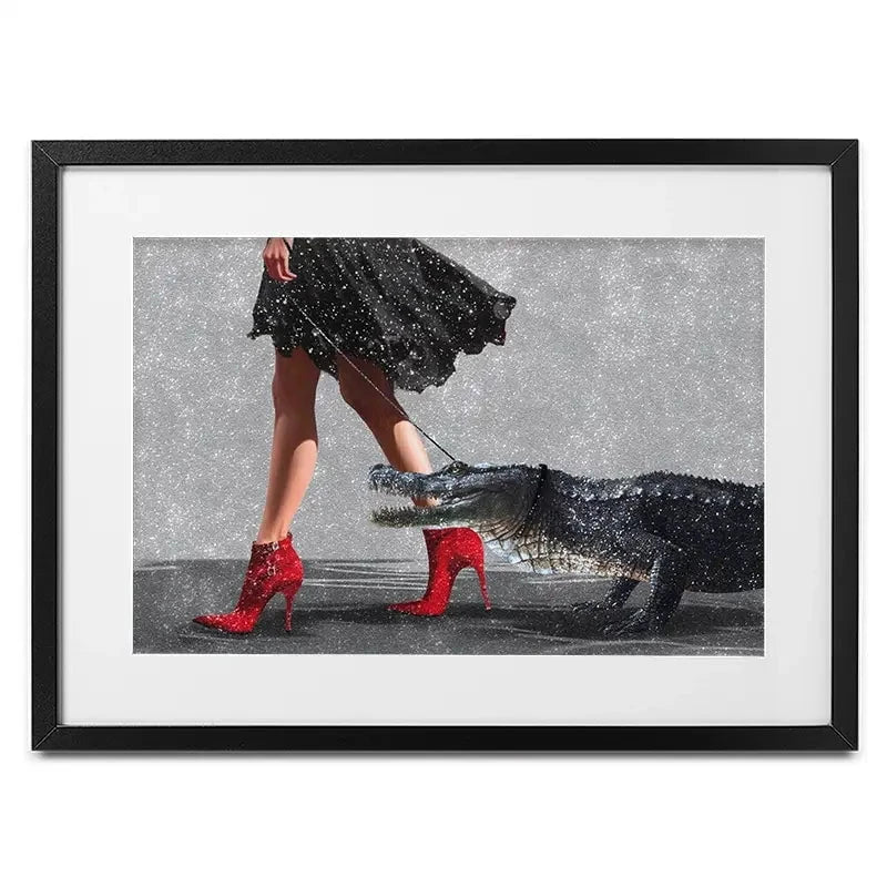 Woman With Crocodile Framed Art Print Woman With Crocodile Framed Art Print wall art product Svetlana Aleynikova