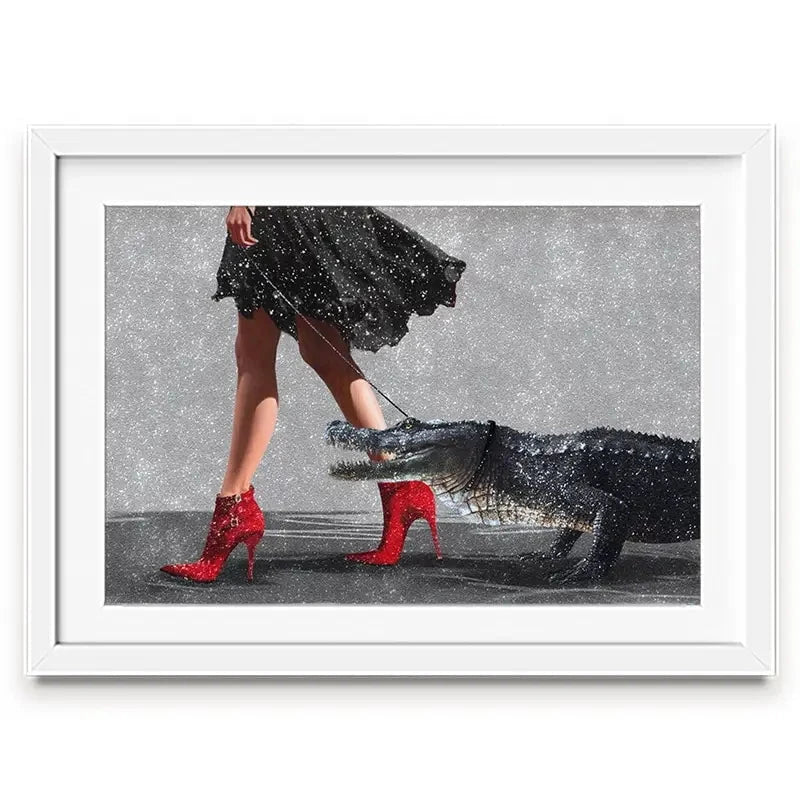 Woman With Crocodile Framed Art Print Woman With Crocodile Framed Art Print wall art product Svetlana Aleynikova