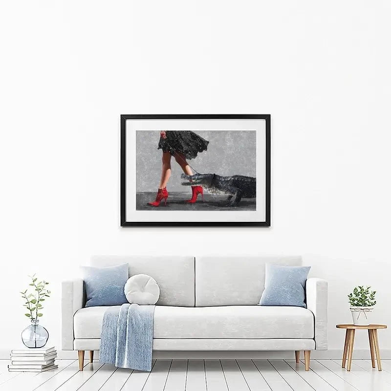 Woman With Crocodile Framed Art Print Woman With Crocodile Framed Art Print wall art product Svetlana Aleynikova