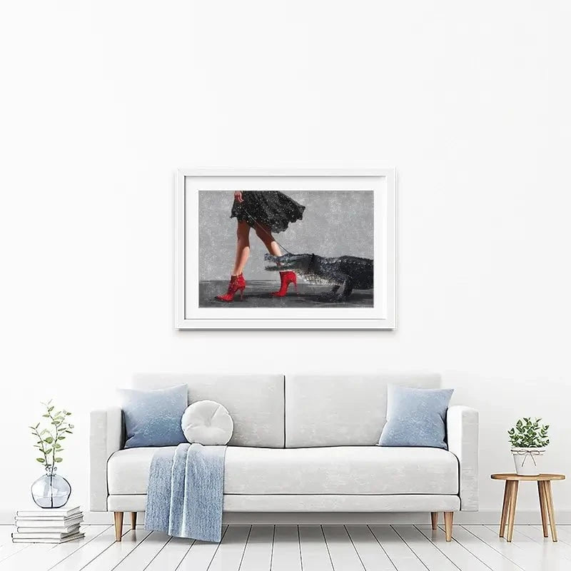 Woman With Crocodile Framed Art Print Woman With Crocodile Framed Art Print wall art product Svetlana Aleynikova