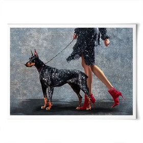 Woman With Doberman Art Print Woman With Doberman Art Print wall art product Svetlana Aleynikova
