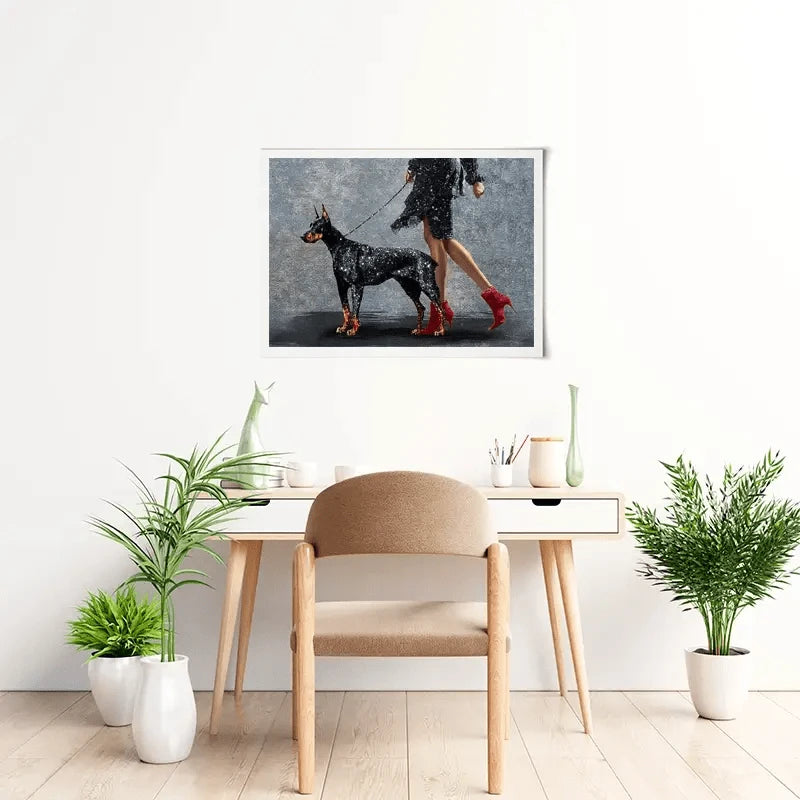 Woman With Doberman Art Print Woman With Doberman Art Print wall art product Svetlana Aleynikova