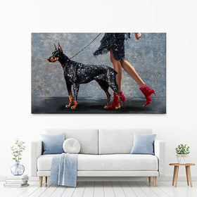 Woman With Doberman Canvas Print Woman With Doberman Canvas Print wall art product Svetlana Aleynikova