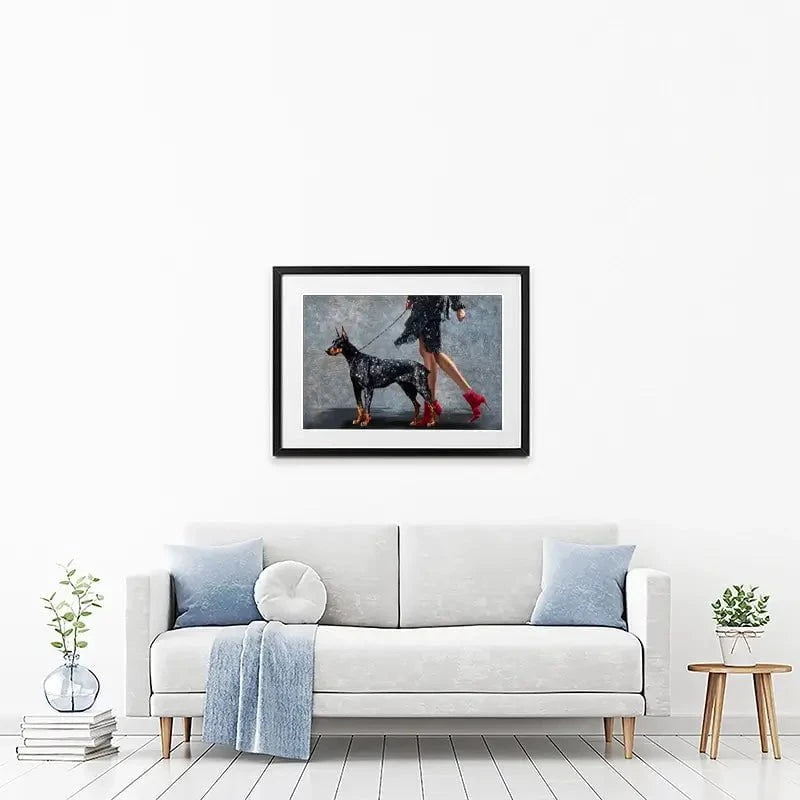 Woman With Doberman Framed Art Print Woman With Doberman Framed Art Print wall art product Svetlana Aleynikova