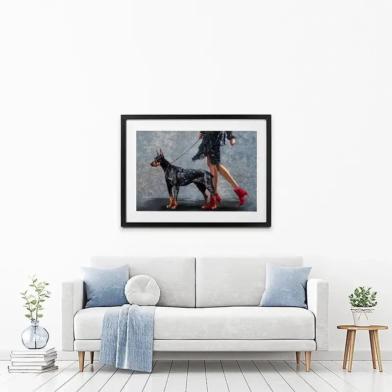 Woman With Doberman Framed Art Print Woman With Doberman Framed Art Print wall art product Svetlana Aleynikova