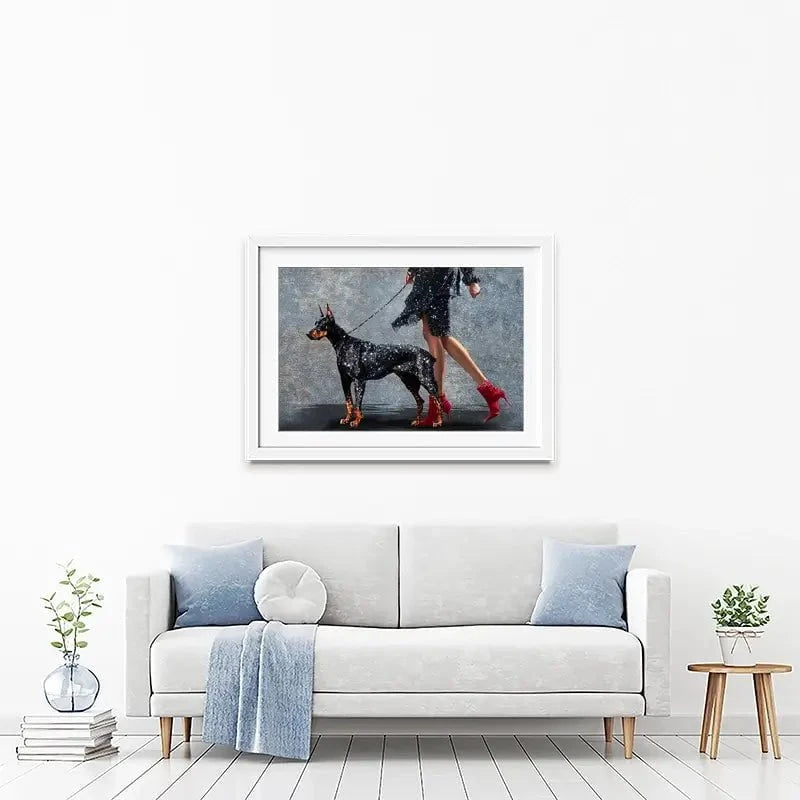 Woman With Doberman Framed Art Print Woman With Doberman Framed Art Print wall art product Svetlana Aleynikova