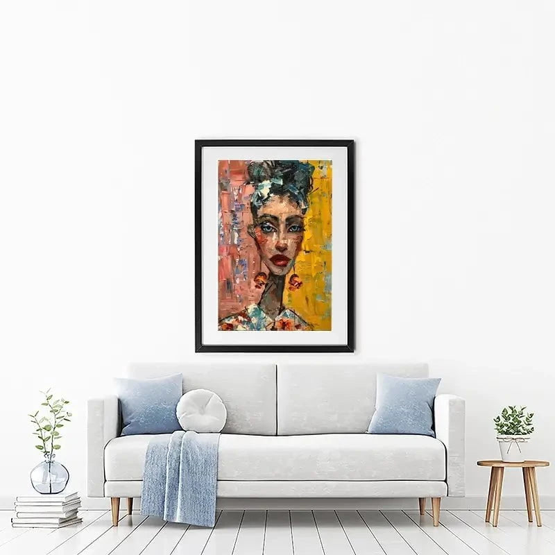Woman With Earrings Framed Art Print Woman With Earrings Framed Art Print wall art product Elena Avanesova