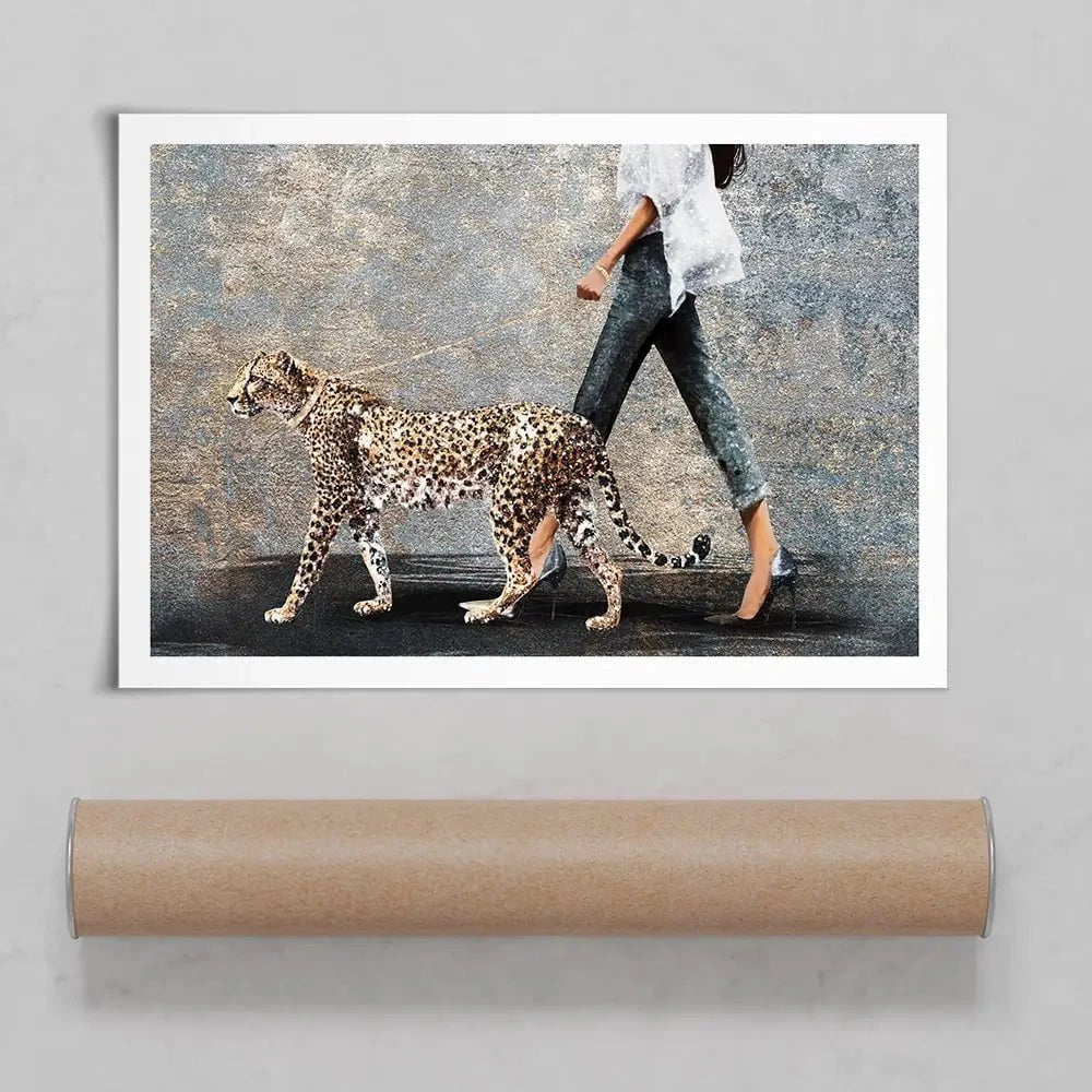 Woman With Leopard Art Print Woman With Leopard Art Print wall art product Svetlana Aleynikova