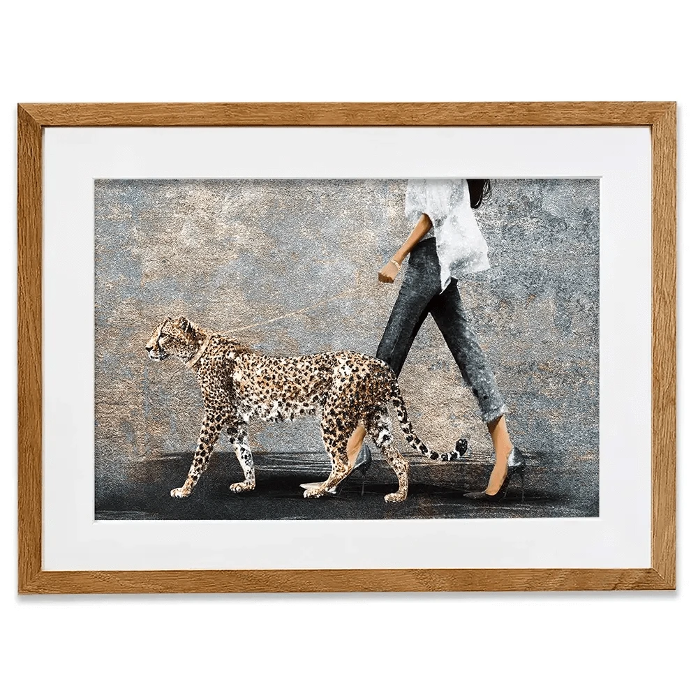 Woman With Leopard Framed Art Print Woman With Leopard Framed Art Print wall art product Svetlana Aleynikova