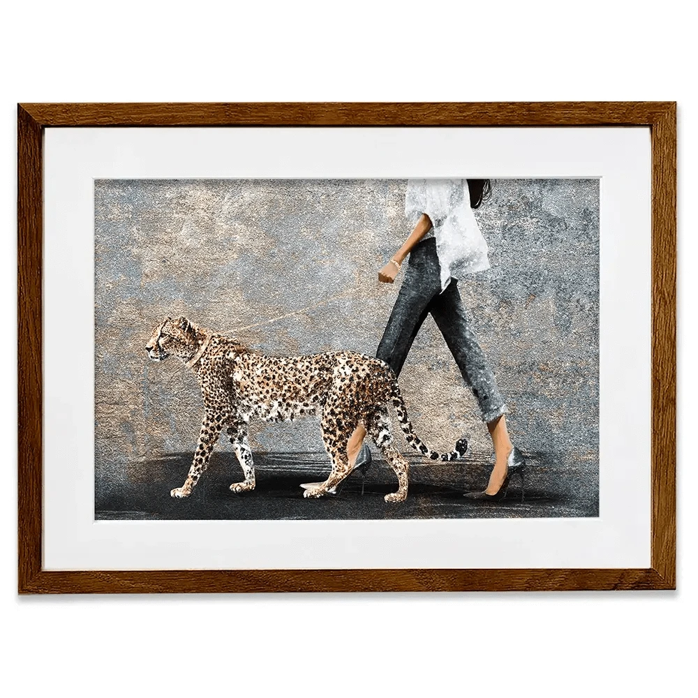 Woman With Leopard Framed Art Print Woman With Leopard Framed Art Print wall art product Svetlana Aleynikova