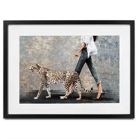 Woman With Leopard Framed Art Print Woman With Leopard Framed Art Print wall art product Svetlana Aleynikova