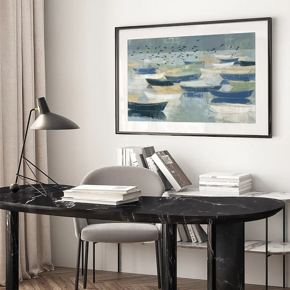 Wooden Fishing Fleet Framed Art Print Wooden Fishing Fleet Framed Art Print wall art product Chromatic Storm Studio