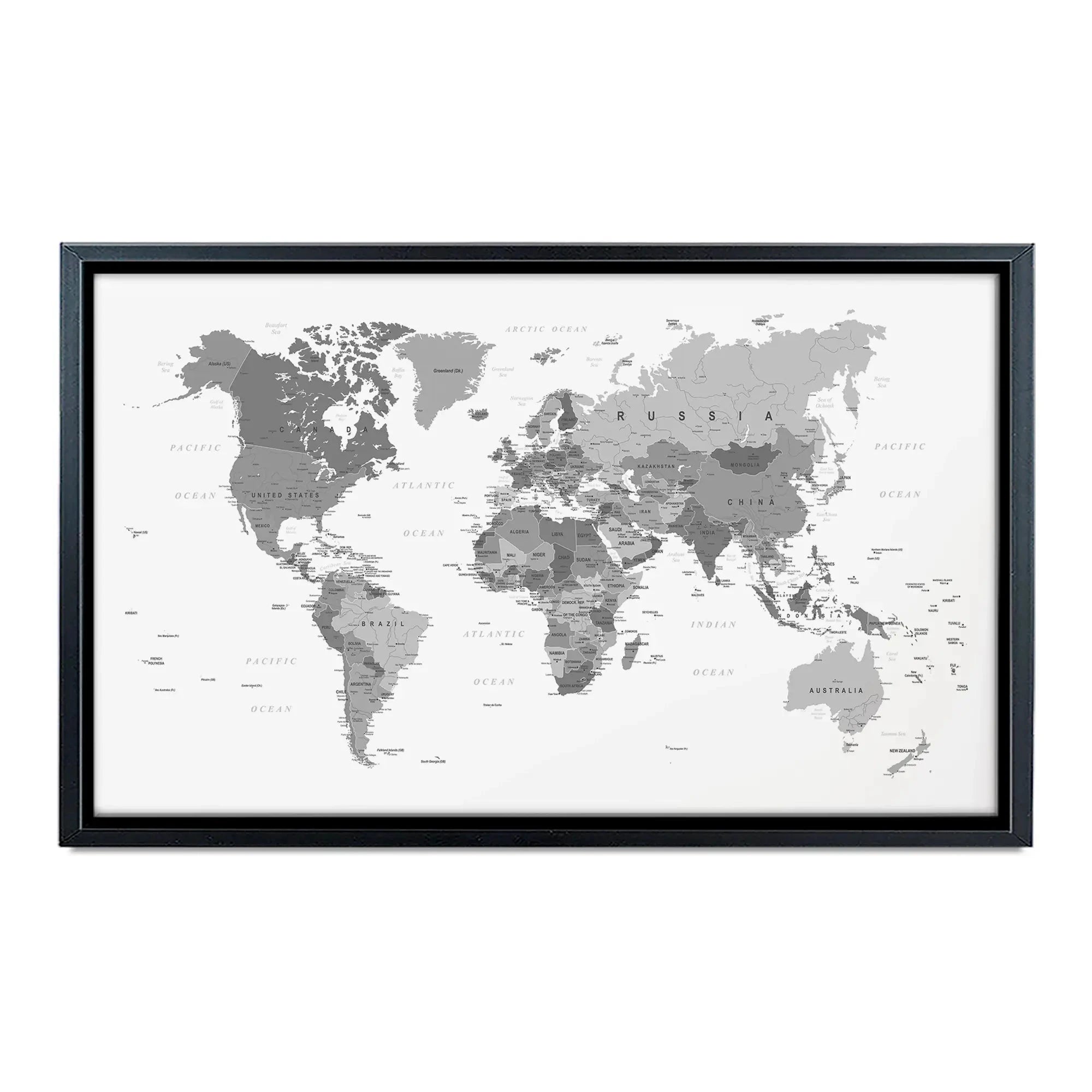 World Map Black & White Canvas Print World Map Black & White Canvas Print | World map canvas artwork wall art product H Goossens
