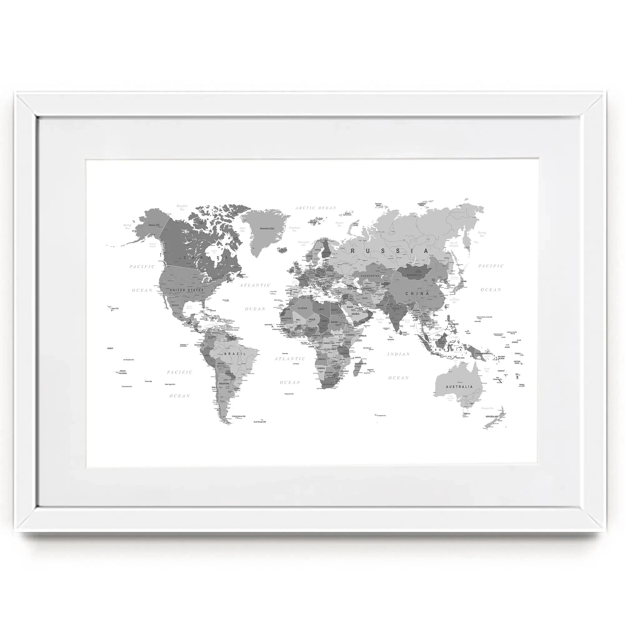 World Map Black & White Framed Art Print World Map Black & White Framed Art Print | World Map Black & White Art wall art product H Goossens