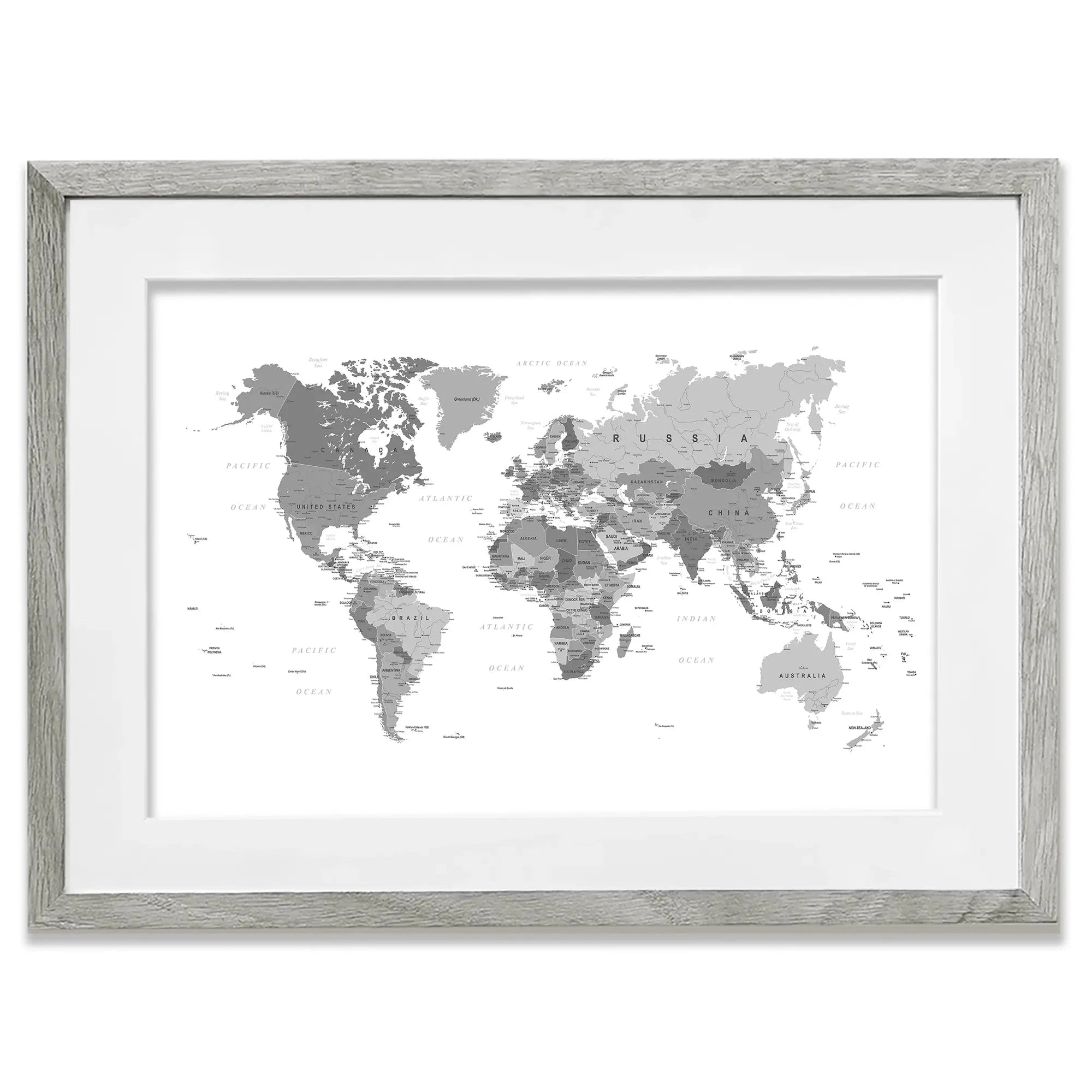 World Map Black & White Framed Art Print World Map Black & White Framed Art Print | World Map Black & White Art wall art product H Goossens