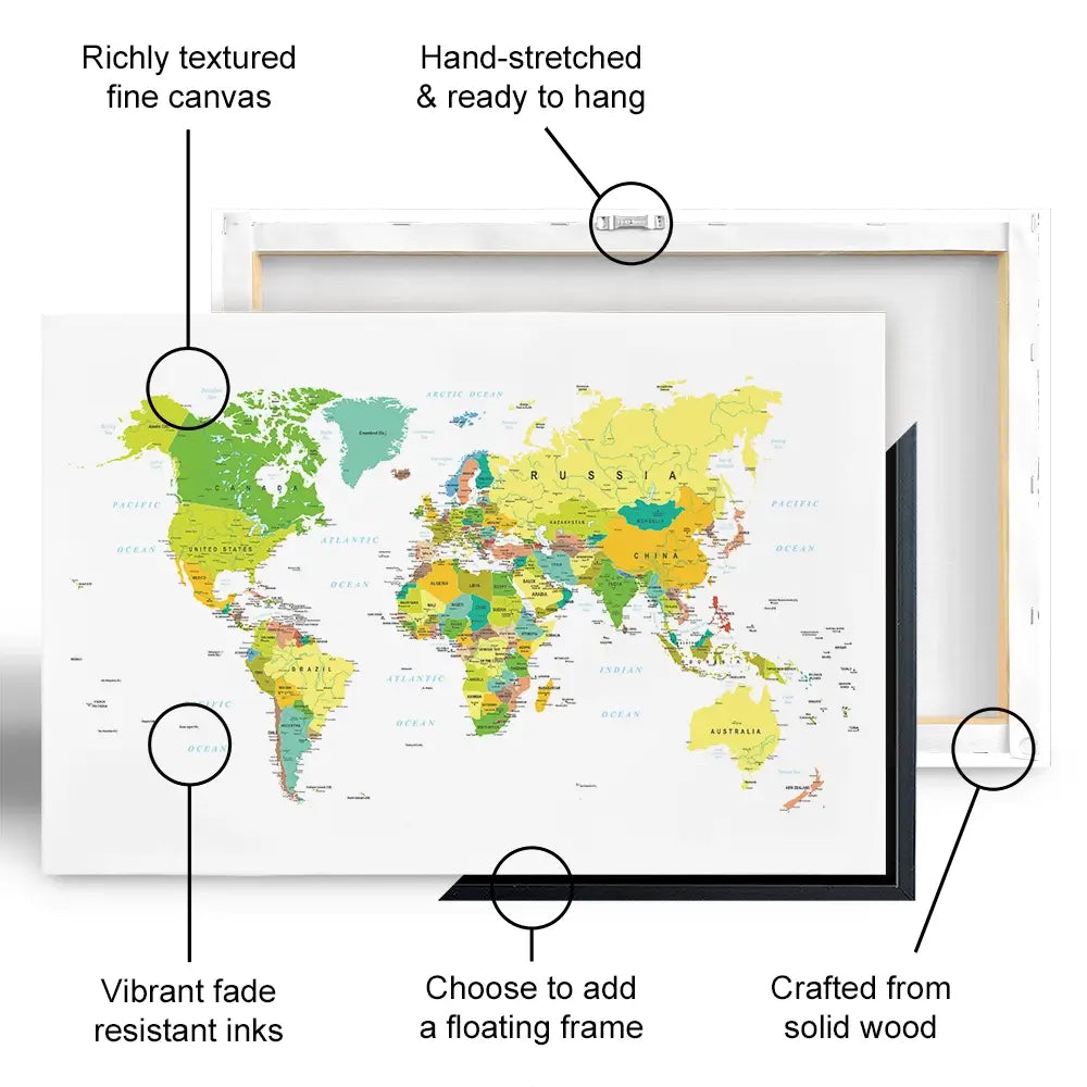 World Map Canvas Print World Map Canvas Print wall art product H Goossens