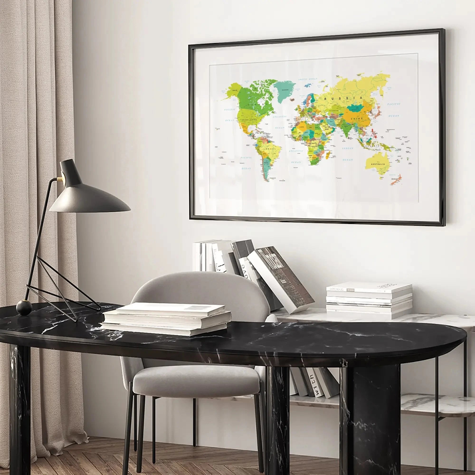World Map Framed Art Print World Map Framed Art Print wall art product H Goossens
