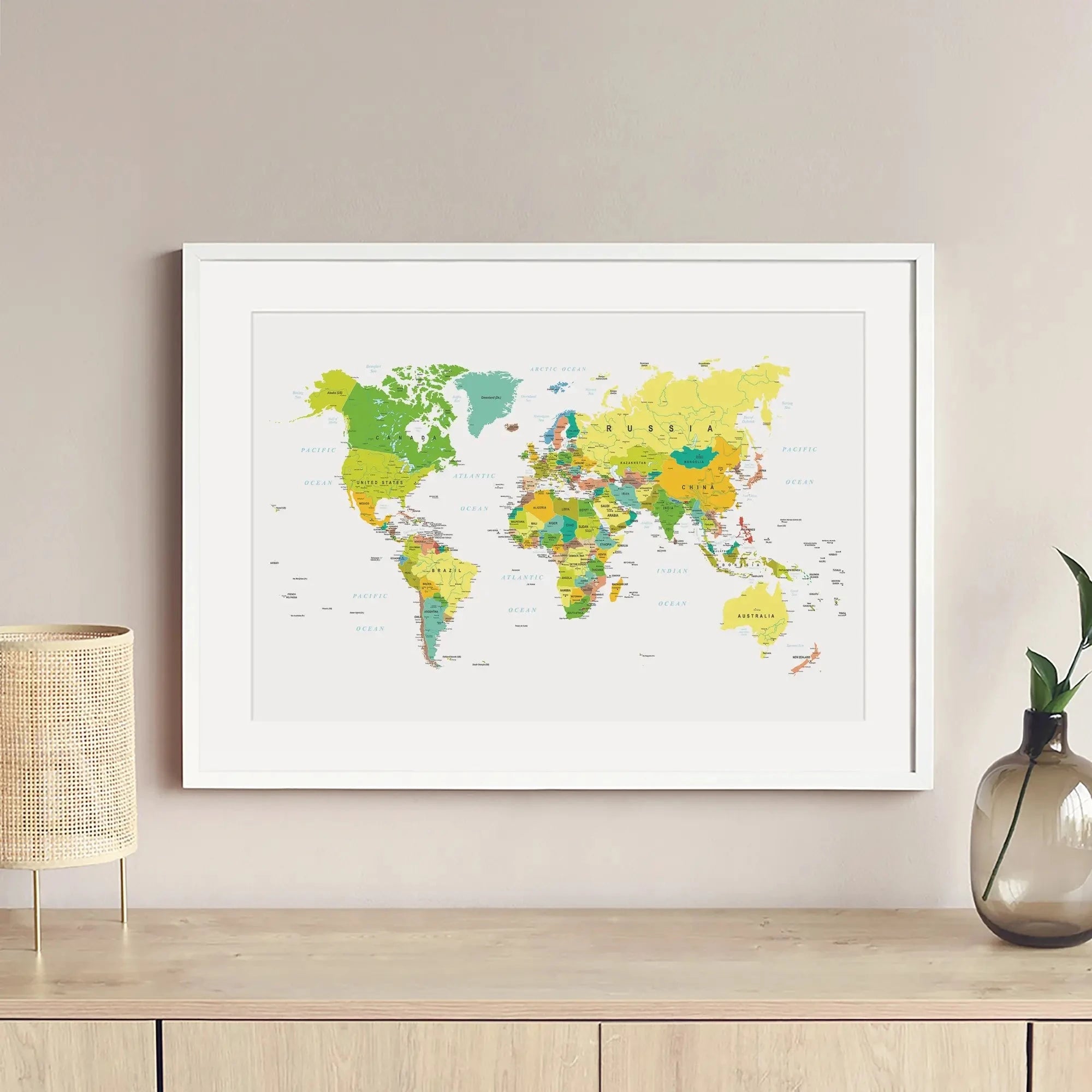 World Map Framed Art Print World Map Framed Art Print wall art product H Goossens