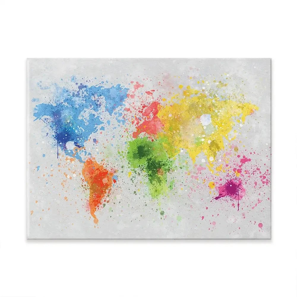 World Map Paint Splash Canvas Print World Map Paint Splash Canvas Print wall art product Lightman4289 / Shutterstock