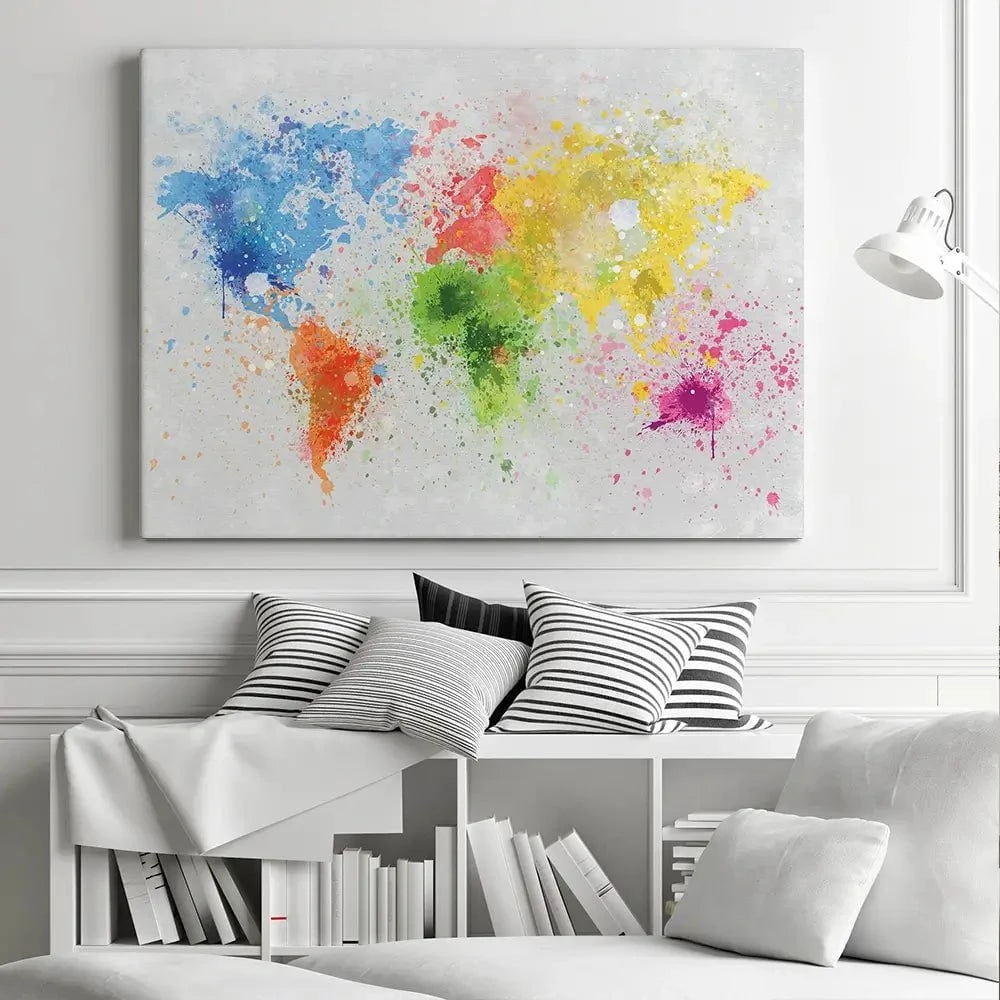 World Map Paint Splash Canvas Print World Map Paint Splash Canvas Print wall art product Lightman4289 / Shutterstock