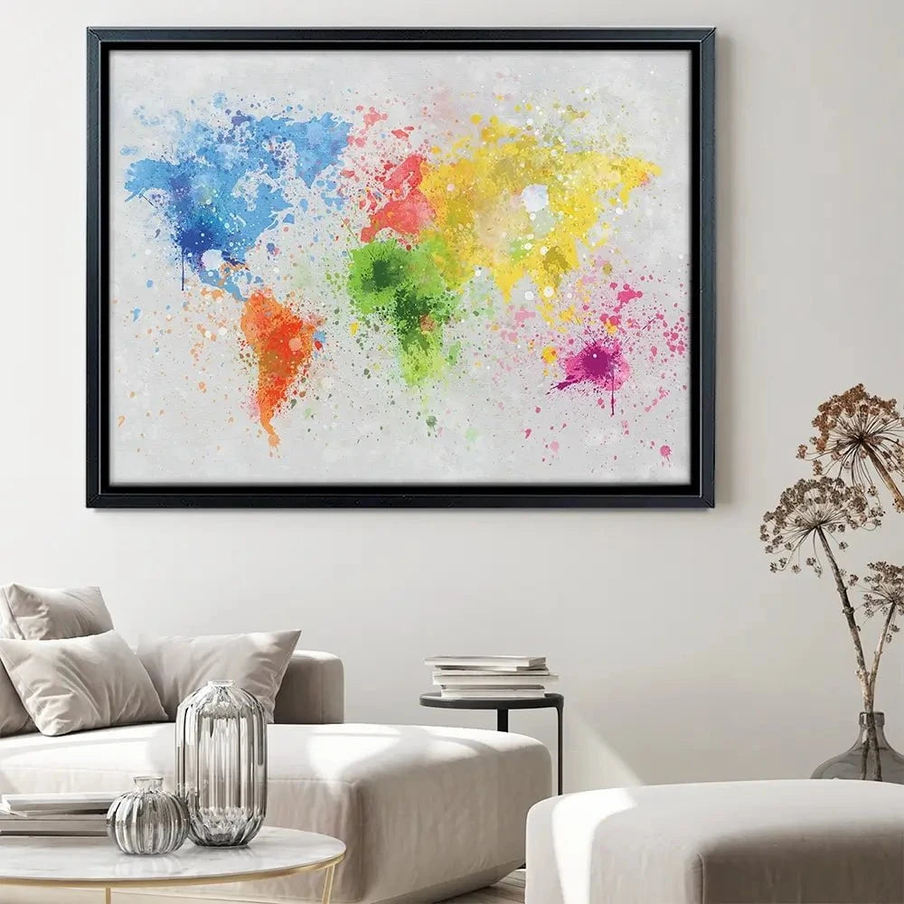 World Map Paint Splash Canvas Print World Map Paint Splash Canvas Print wall art product Lightman4289 / Shutterstock