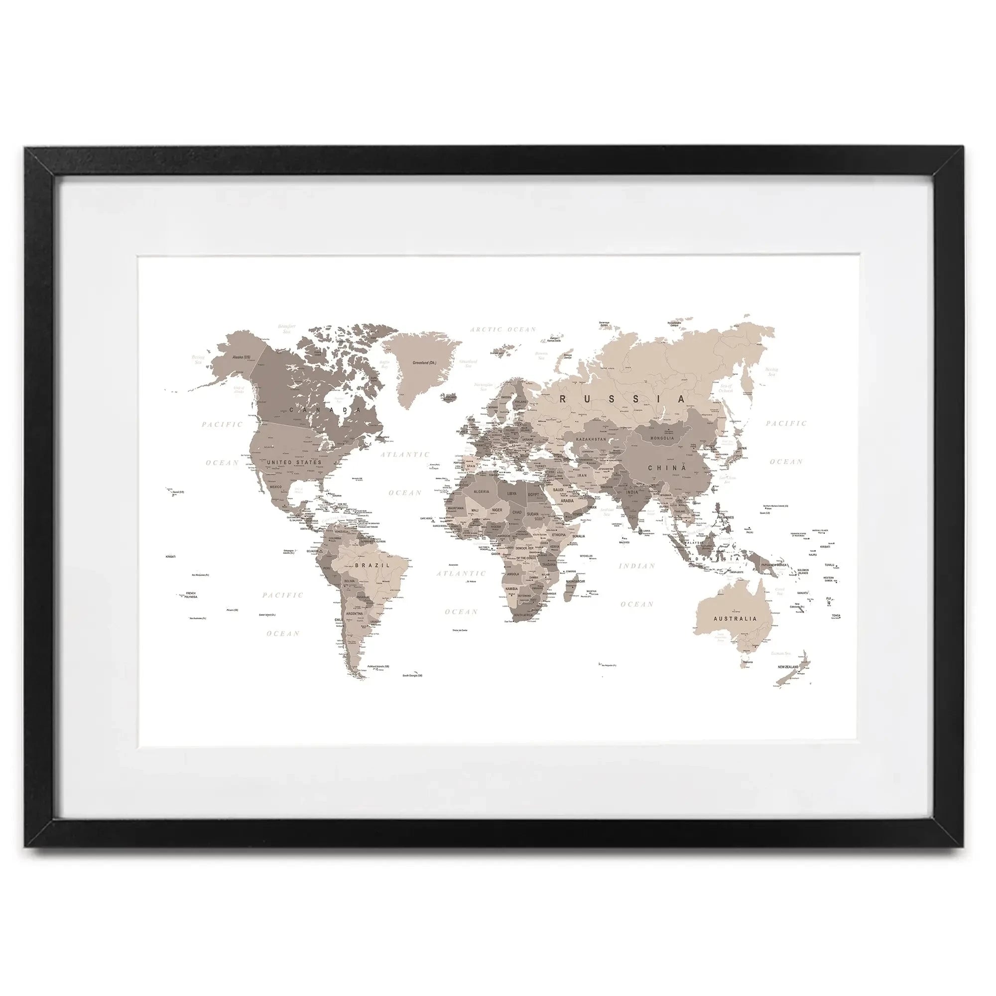 World Map Sepia Framed Art Print World Map Sepia Framed Art Print wall art product H Goossens