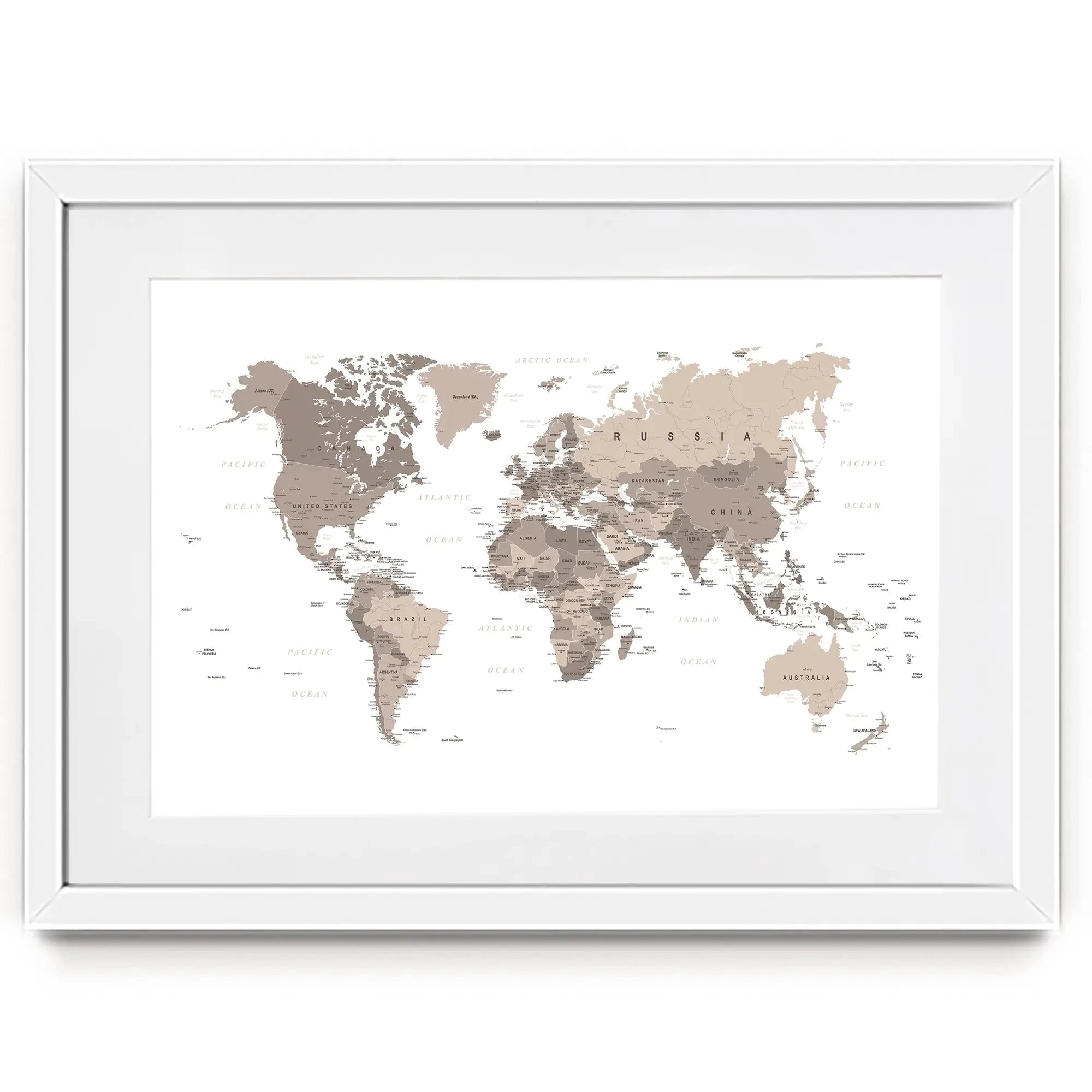 World Map Sepia Framed Art Print World Map Sepia Framed Art Print wall art product H Goossens