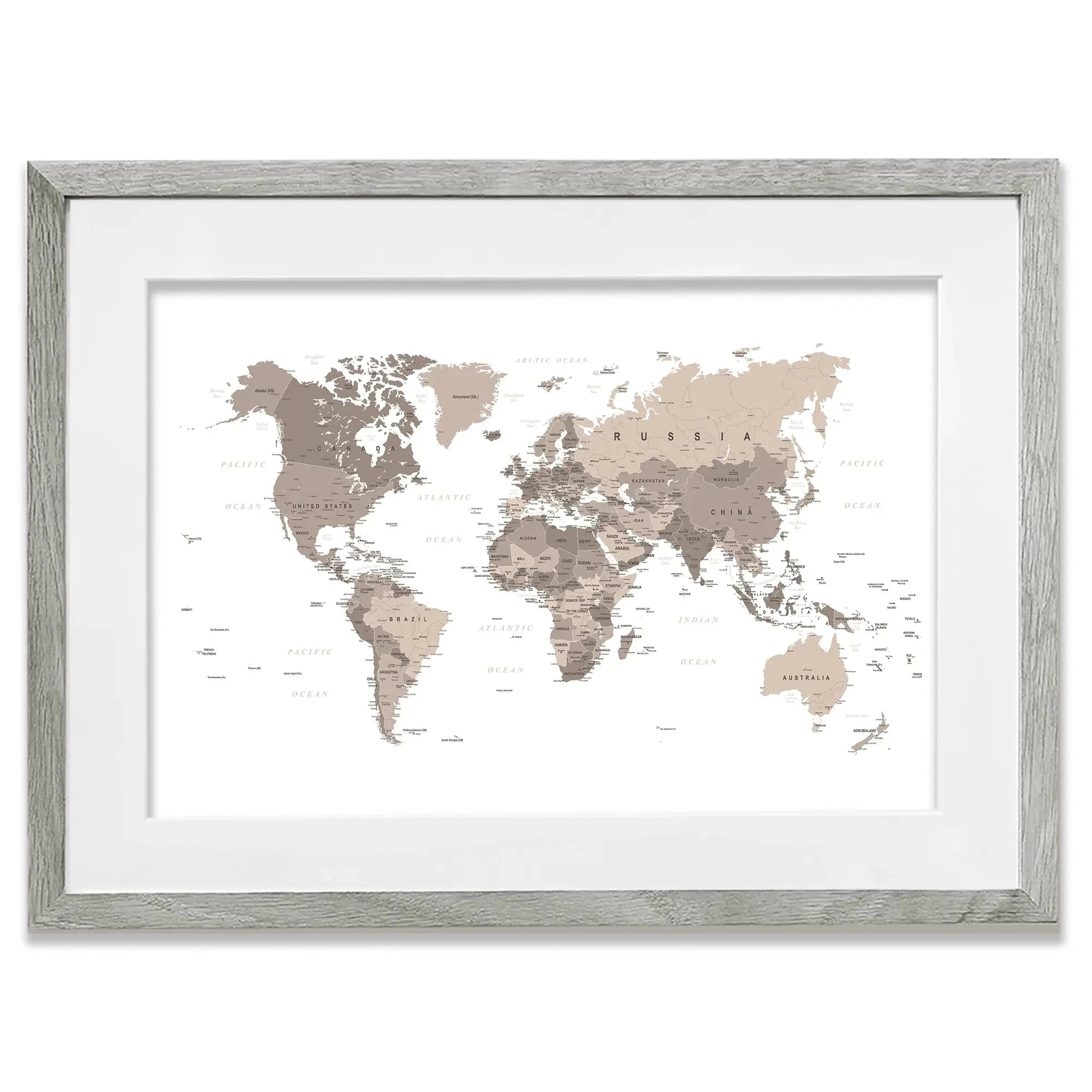 World Map Sepia Framed Art Print World Map Sepia Framed Art Print wall art product H Goossens