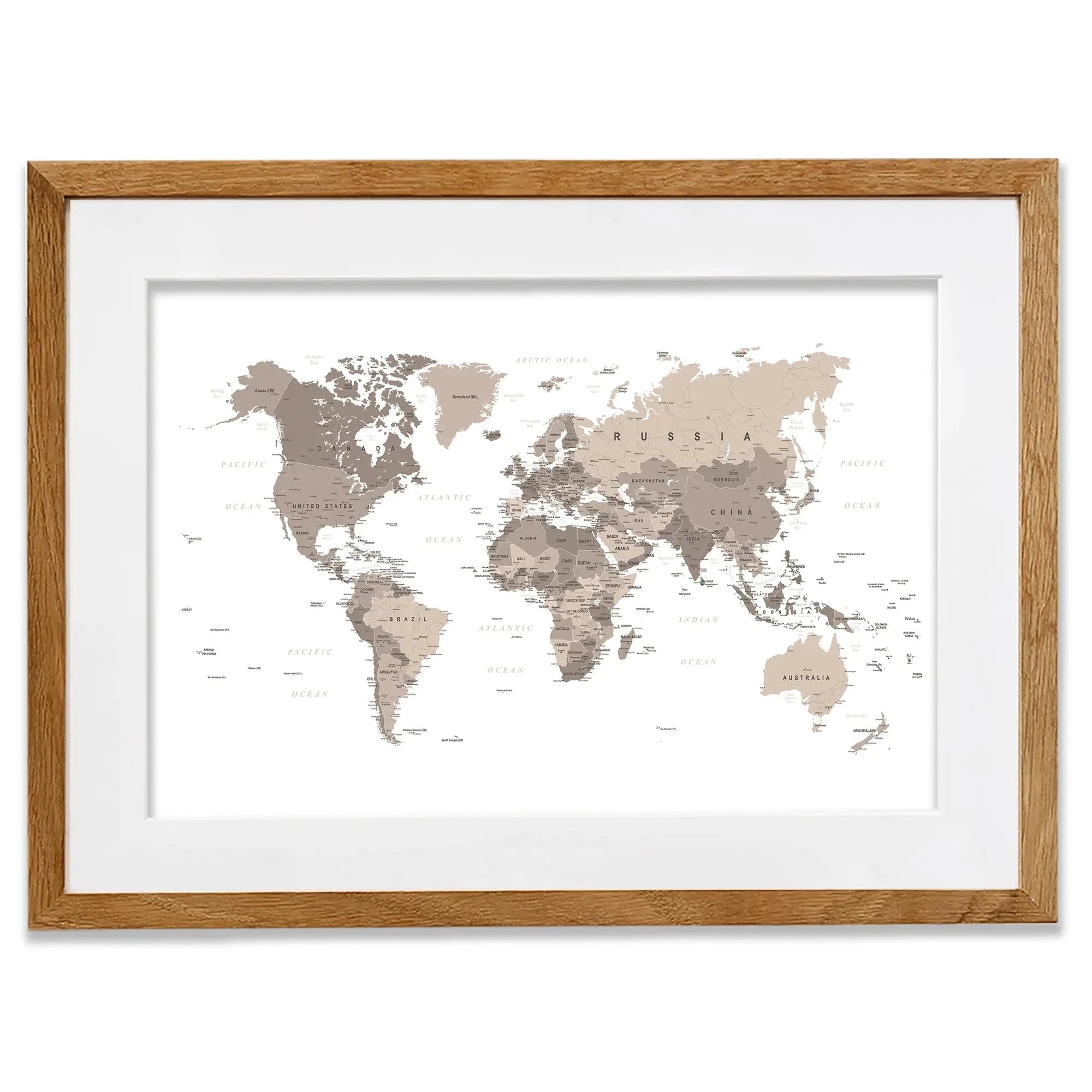 World Map Sepia Framed Art Print World Map Sepia Framed Art Print wall art product H Goossens