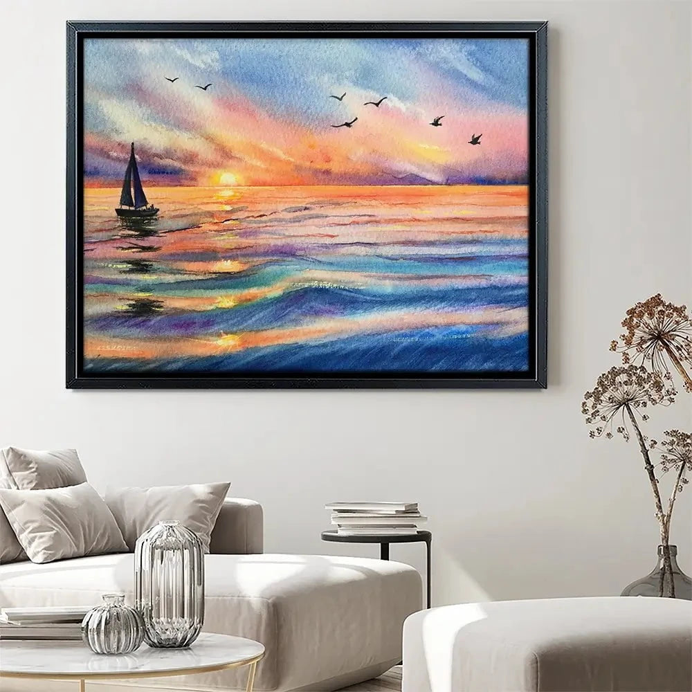 Yacht At Sunset Canvas Print Yacht At Sunset Canvas Print wall art product EL_Art / Shutterstock