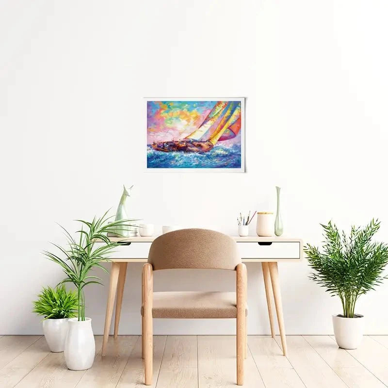 Yacht Sailing In A Race Art Print Yacht Sailing In A Race Art Print wall art product Leon Devenice