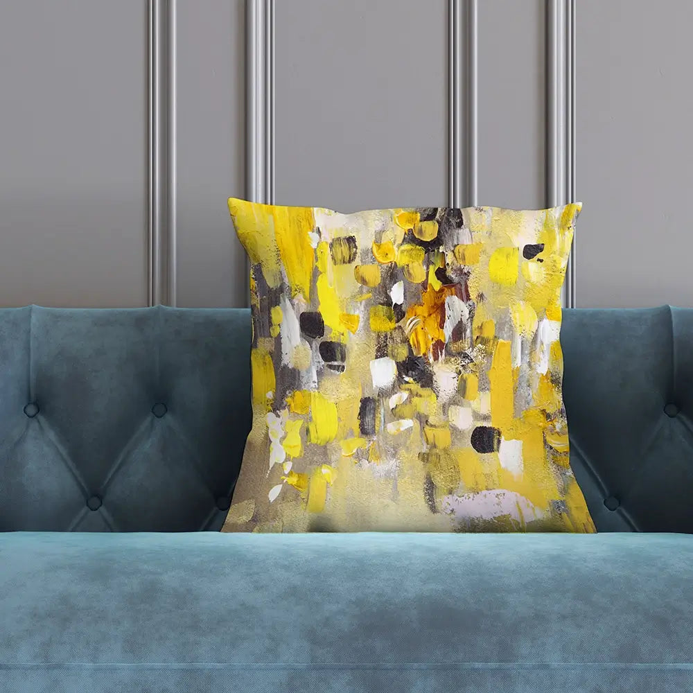 Yellow Abstract Cushion Yellow Abstract Cushion wall art product Anna Selina / Shutterstock