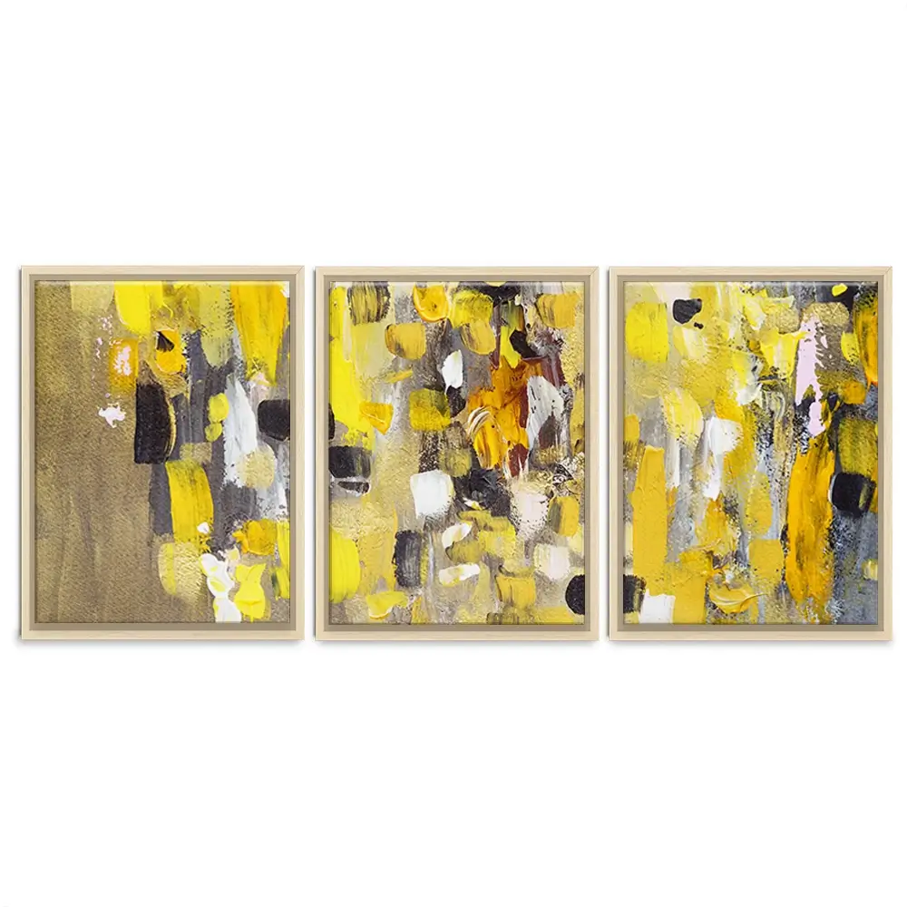 Yellow Abstract Trio Canvas Print Yellow Abstract Trio Canvas Print wall art product Anna Selina / Shutterstock
