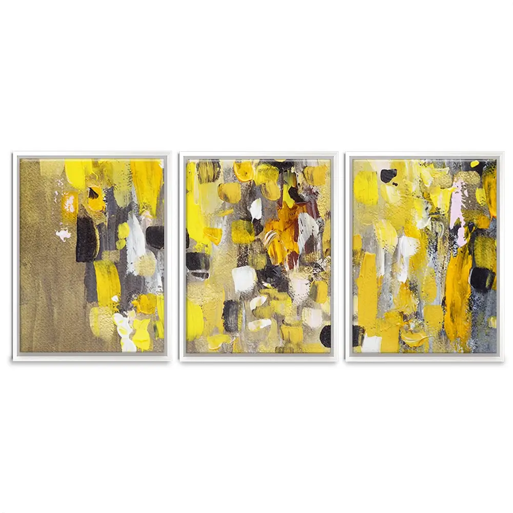 Yellow Abstract Trio Canvas Print Yellow Abstract Trio Canvas Print wall art product Anna Selina / Shutterstock