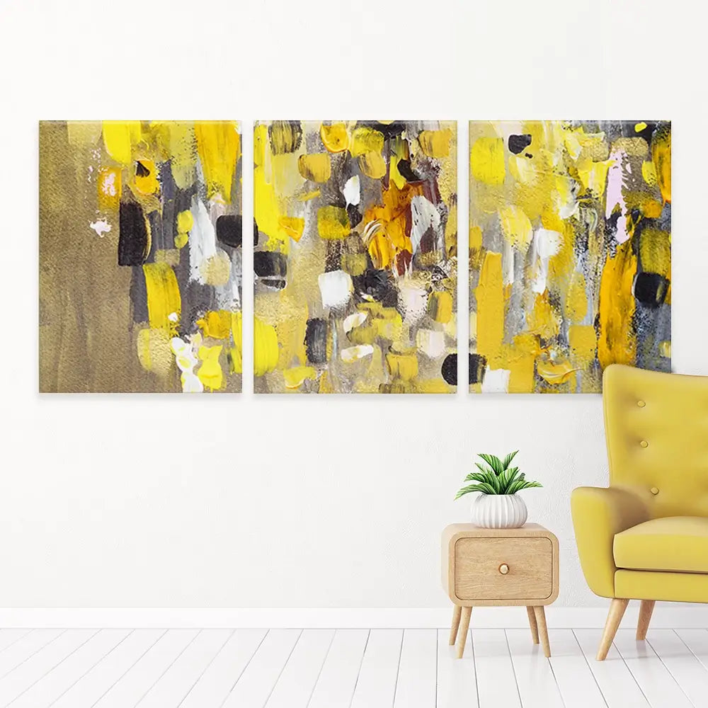Yellow Abstract Trio Canvas Print Yellow Abstract Trio Canvas Print wall art product Anna Selina / Shutterstock