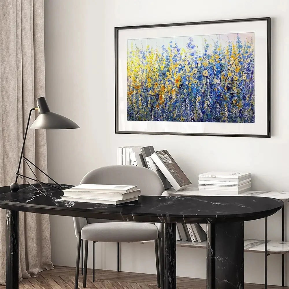 Yellow Blue Bloom Framed Art Print Yellow Blue Bloom Framed Art Print wall art product Tim O'Toole