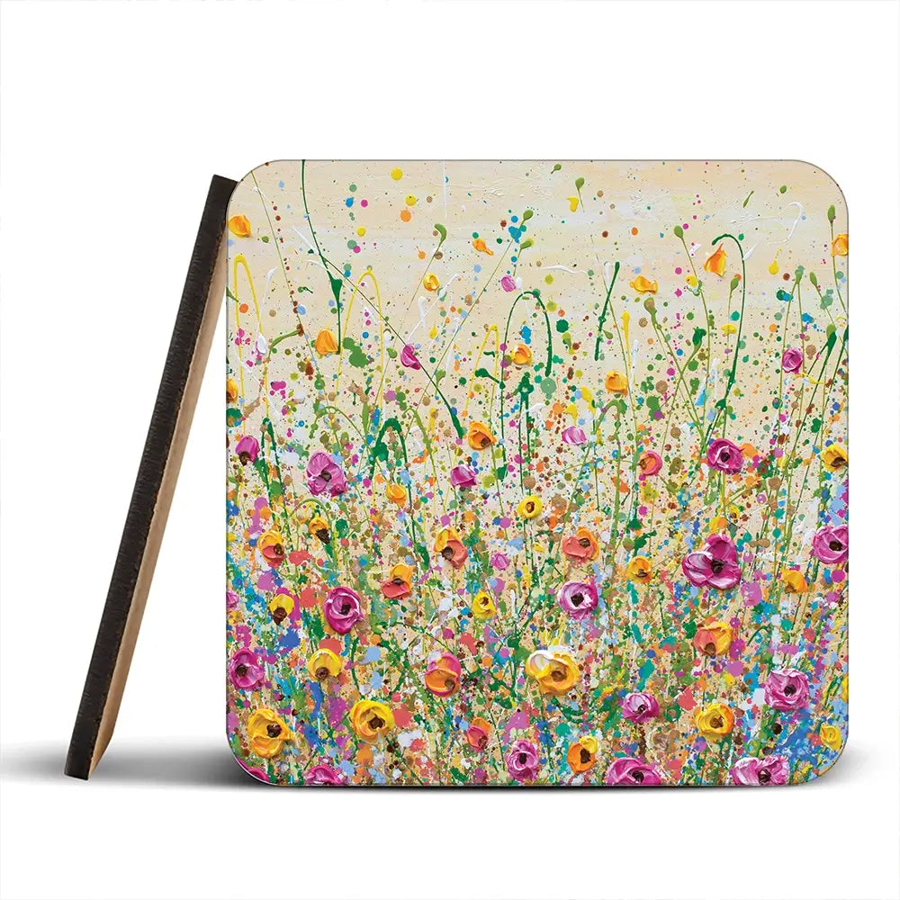 Yellow Meadow Coaster Set Yellow Meadow Coaster Set wall art product Olga Tkachyk